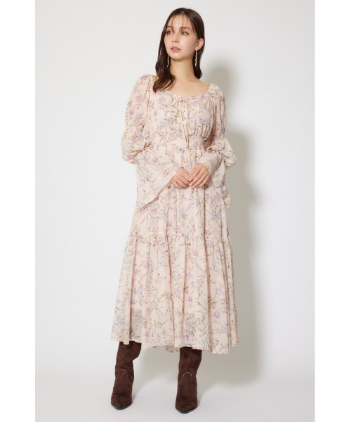 rienda（リエンダ）の「レースアップフラワーパターンフレアワンピース 秋服 冬服（ワンピース・レディース・ライトピンク/ブラウン/ネイビー・FREE）」の22枚目の写真