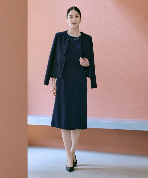 ミックスツイードノーカラージャケット/セットアップ対応・25AW（ノー