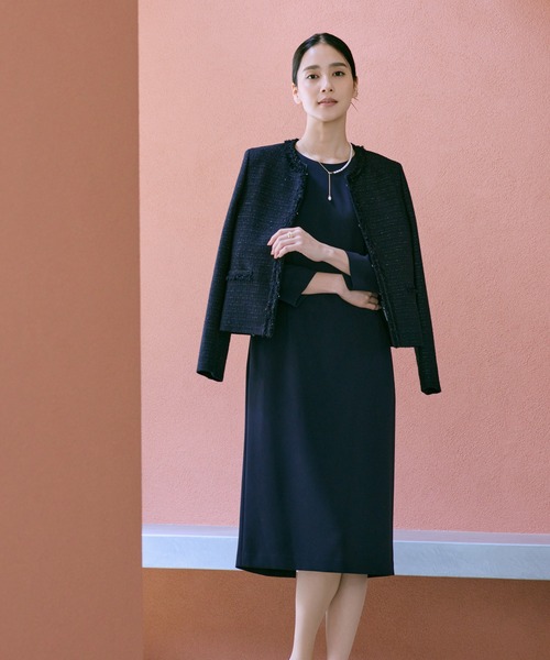 ミックスツイードノーカラージャケット/セットアップ対応・25AW（ノー