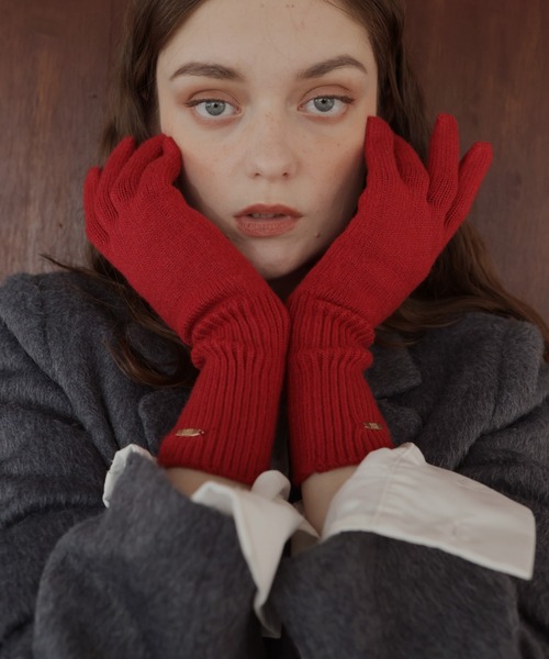 フィンガースリットニットグローブ/アームウォーマー/手袋（手袋