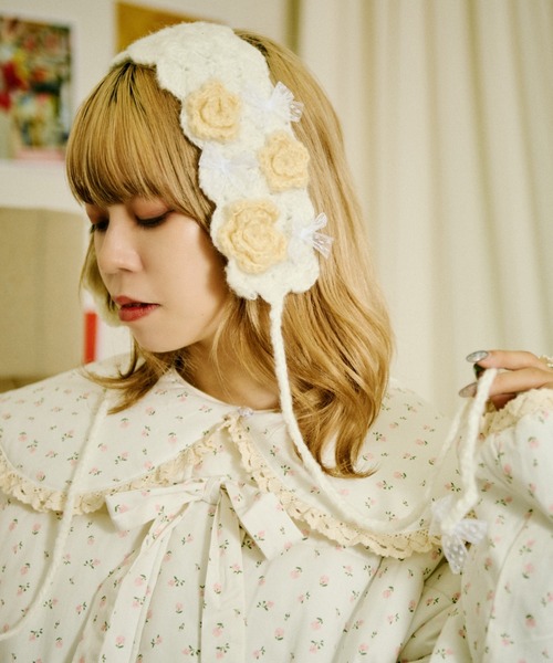 vintage ヘッドドレス ㉞ ニットヘッドドレス ヘッドドレス ロリータ Y2K グランジ