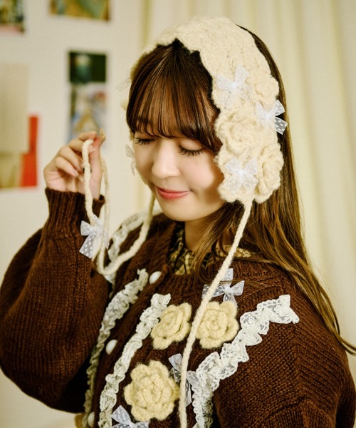 クティールとレトロ】フラワーニットヘッドドレス（その他ヘア