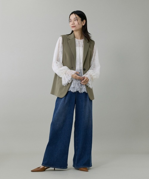 INED（イネド）の「テーラードジレ【セットアップ対応】（テーラードジャケット・レディース・ブラック/カーキ・9号）」の5枚目の写真