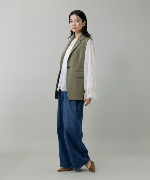 INED（イネド）の「テーラードジレ【セットアップ対応】（テーラードジャケット・レディース・ブラック/カーキ・9号）」の4枚目の写真