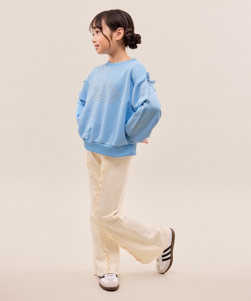 FILA（フィラ）の「【KIDS/キッズ】【FILA/フィラ別注】ラインストーンロゴ裏毛プルオーバー（スウェット・キッズ・サックスブルー/キナリ・150/140/130）」の10枚目の写真