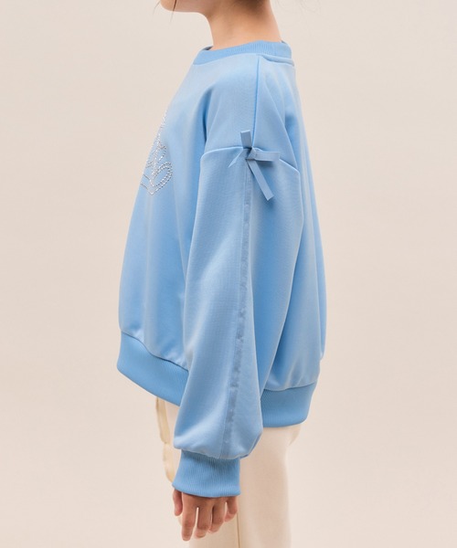 FILA（フィラ）の「【KIDS/キッズ】【FILA/フィラ別注】ラインストーンロゴ裏毛プルオーバー（スウェット・キッズ・サックスブルー/キナリ・150/140/130）」の15枚目の写真