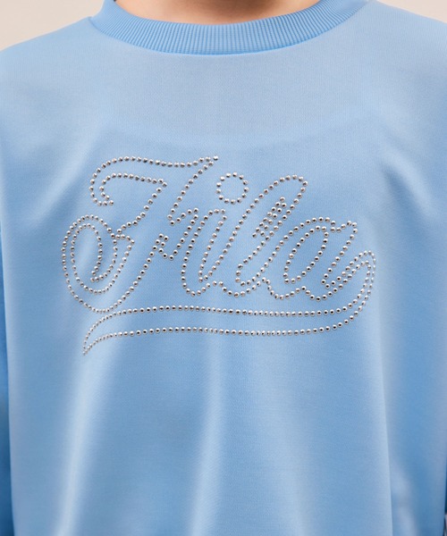 FILA（フィラ）の「【KIDS/キッズ】【FILA/フィラ別注】ラインストーンロゴ裏毛プルオーバー（スウェット・キッズ・サックスブルー/キナリ・150/140/130）」の18枚目の写真