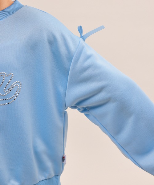 FILA（フィラ）の「【KIDS/キッズ】【FILA/フィラ別注】ラインストーンロゴ裏毛プルオーバー（スウェット・キッズ・サックスブルー/キナリ・150/140/130）」の19枚目の写真