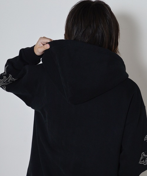 SUPPLIER/サプライヤー Rhinestone Cross Sleeve Zip Hoodie