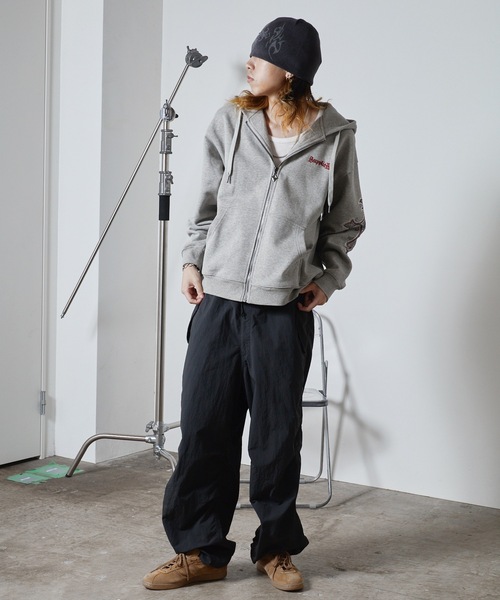 SUPPLIER/サプライヤー Rhinestone Cross Sleeve Zip Hoodie