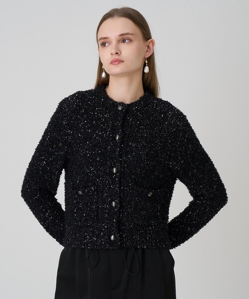 セール】スパンコールモールクルー カーディガン（カーディガン/ボレロ