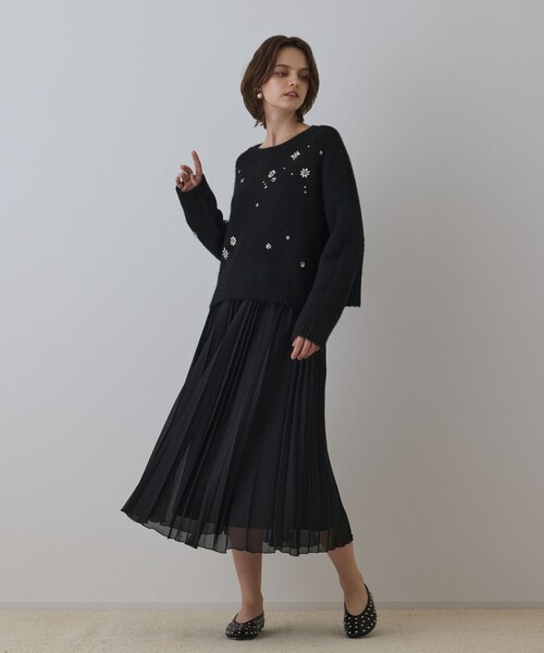 GRACE CONTINENTAL(グレースコンチネンタル)の「メッシュプリーツスカート(スカート・レディース・ブラック/キナリ・36)」の10枚目の写真