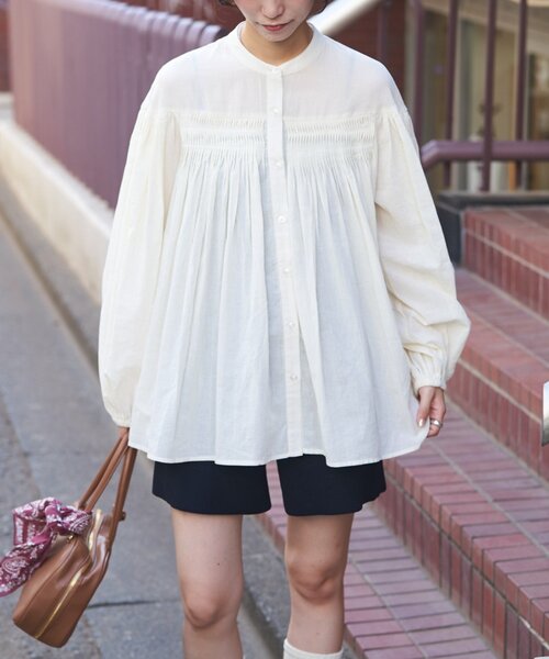 GEVACO（ゲバコ）の「【GEVACO】ピンタックブラウス（シャツ/ブラウス・レディース・アイボリー/ブラック/ブラウン・ONE SIZE）」の4枚目の写真