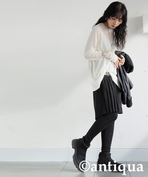 antiqua(アンティカ)の「とろみレギンス(レギンス/スパッツ・レディース・アッシュグレー/ブラック・LARGE/MEDIUM)」の3枚目の写真