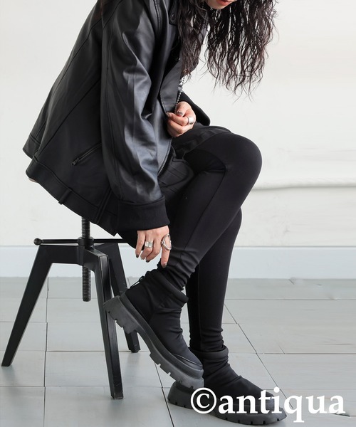 antiqua(アンティカ)の「とろみレギンス(レギンス/スパッツ・レディース・アッシュグレー/ブラック・LARGE/MEDIUM)」の4枚目の写真