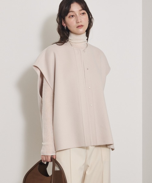 qualite（カリテ）の「ダブルフェイスジレ/秋服/冬服/ポンチョ/ケープ/ウール（ポンチョ・レディース・チャコールグレー/ライトベージュ・38/36）」の9枚目の写真