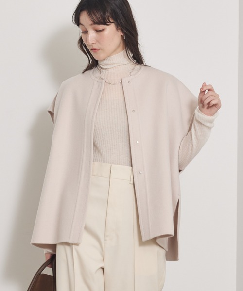 qualite（カリテ）の「ダブルフェイスジレ/秋服/冬服/ポンチョ/ケープ/ウール（ポンチョ・レディース・チャコールグレー/ライトベージュ・38/36）」の10枚目の写真