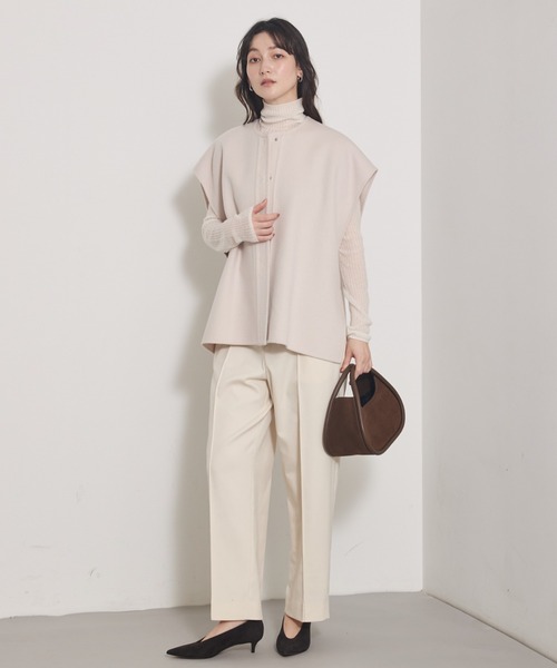 qualite（カリテ）の「ダブルフェイスジレ/秋服/冬服/ポンチョ/ケープ/ウール（ポンチョ・レディース・チャコールグレー/ライトベージュ・38/36）」の12枚目の写真