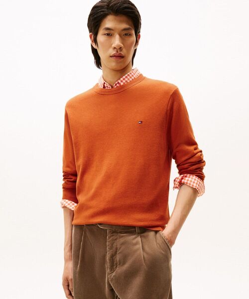 TOMMY HILFIGER（トミーヒルフィガー）の「コットンシルクカシミヤクルーネックセーター（ニット/セーター・メンズ・グレー/レッド系その他4/ブルー系その他5/オレンジ系その他4/ネイビー/ホワイト・MEDIUM/LARGE/SMALL/X-LARGE）」の6枚目の写真