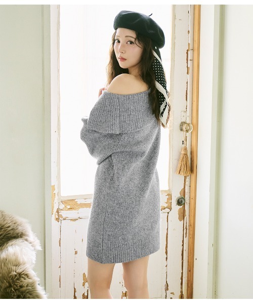 PEACH JOHN（ピーチジョン）の「ラペルルーズニットワンピース（ワンピース・レディース・モカ/グレー・ONE SIZE）」の6枚目の写真