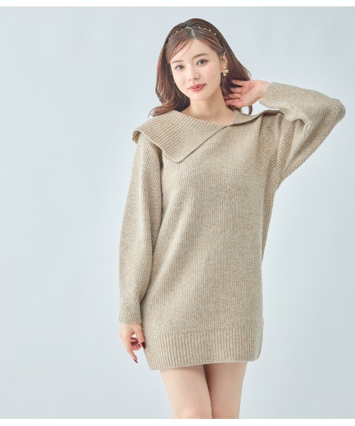 PEACH JOHN（ピーチジョン）の「ラペルルーズニットワンピース（ワンピース・レディース・モカ/グレー・ONE SIZE）」の16枚目の写真