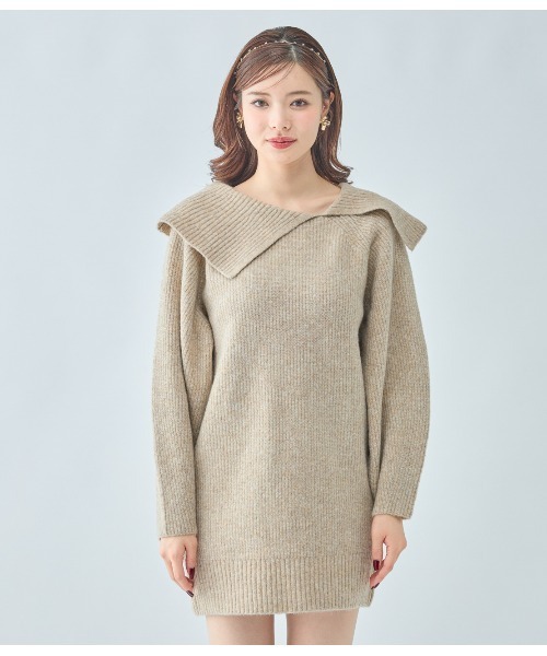 PEACH JOHN（ピーチジョン）の「ラペルルーズニットワンピース（ワンピース・レディース・モカ/グレー・ONE SIZE）」の17枚目の写真