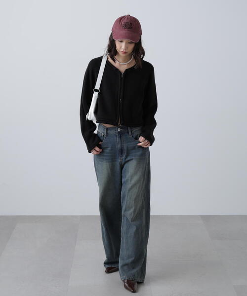 FREE'S MART（フリーズマート）の「ロールアップ短丈ジップカーディガン（カーディガン/ボレロ・レディース・ブラック/ホワイト/レッド・FREE）」の14枚目の写真