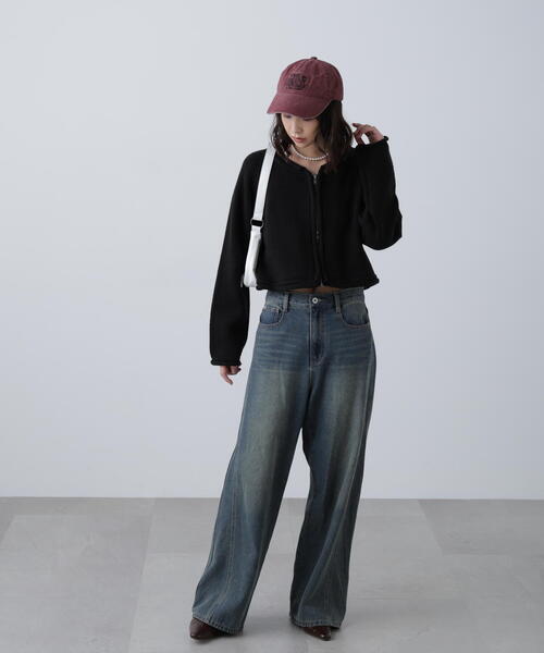 FREE'S MART（フリーズマート）の「ロールアップ短丈ジップカーディガン（カーディガン/ボレロ・レディース・ブラック/ホワイト/レッド・FREE）」の16枚目の写真