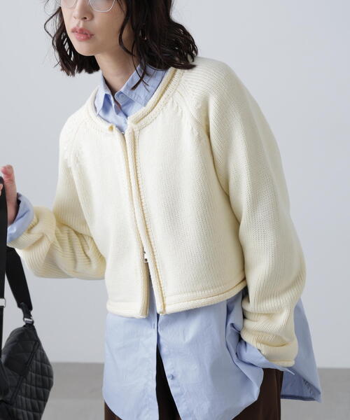 FREE'S MART（フリーズマート）の「ロールアップ短丈ジップカーディガン（カーディガン/ボレロ・レディース・ブラック/ホワイト/レッド・FREE）」の19枚目の写真