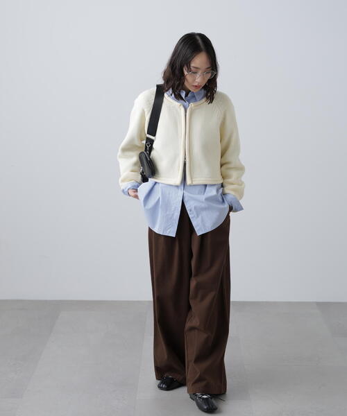 FREE'S MART（フリーズマート）の「ロールアップ短丈ジップカーディガン（カーディガン/ボレロ・レディース・ブラック/ホワイト/レッド・FREE）」の20枚目の写真