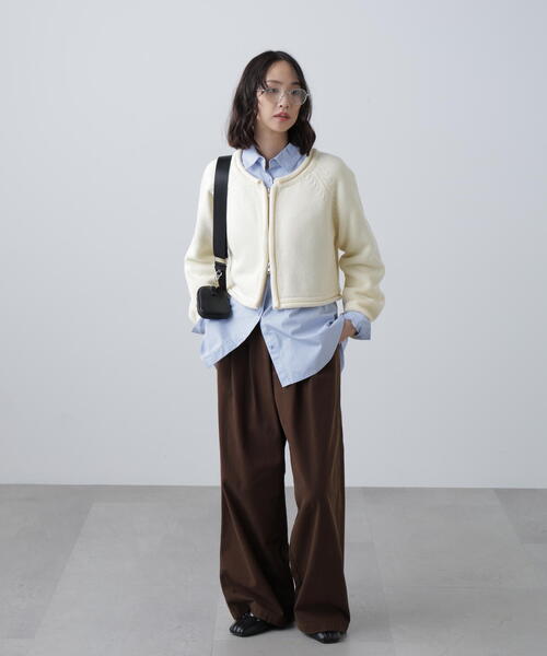 FREE'S MART（フリーズマート）の「ロールアップ短丈ジップカーディガン（カーディガン/ボレロ・レディース・ブラック/ホワイト/レッド・FREE）」の18枚目の写真