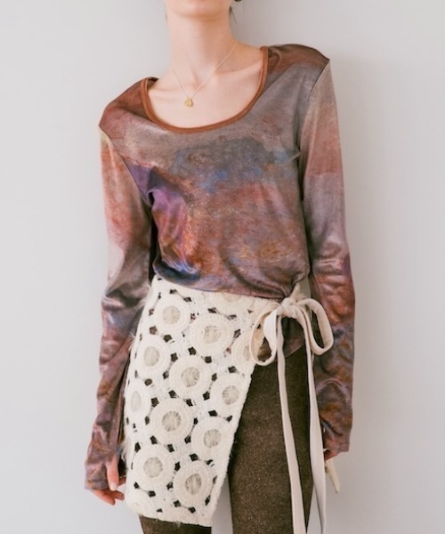 Velour Art Print Top/ベロアアートプリントトップ（Tシャツ