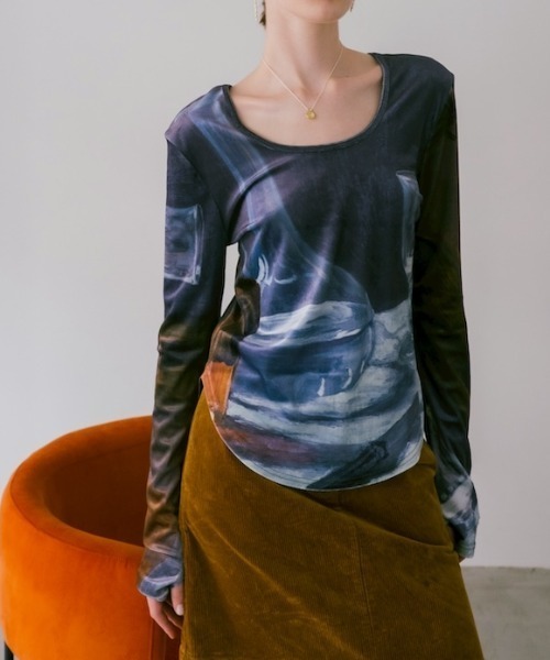 Velour Art Print Top/ベロアアートプリントトップ（Tシャツ