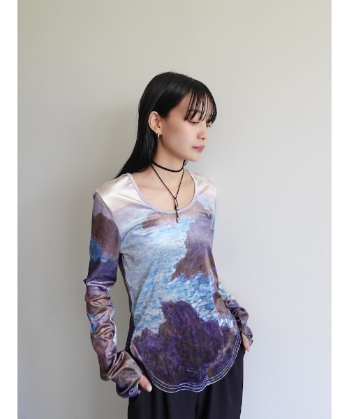 Velour Art Print Top/ベロアアートプリントトップ（Tシャツ