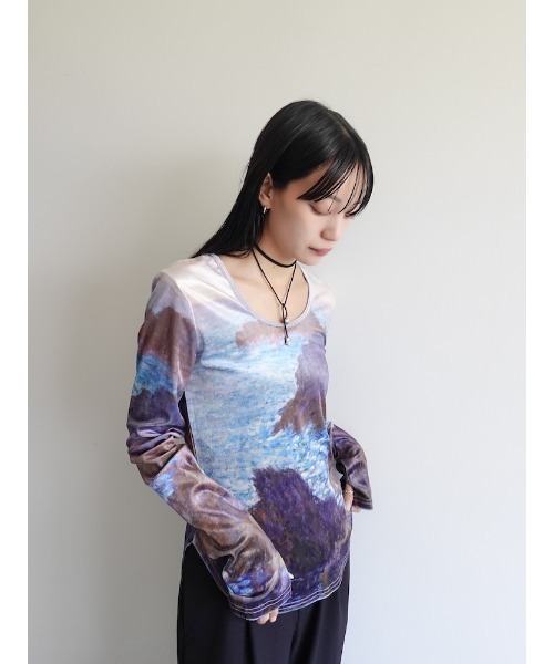 Velour Art Print Top/ベロアアートプリントトップ（Tシャツ