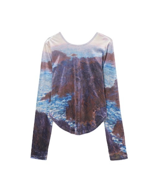 sahara　Velour Art Print Topベロアアートプリントトップ sahara（サハラ） tシャツ Velour Art Print Top/ベロアアートプリント
