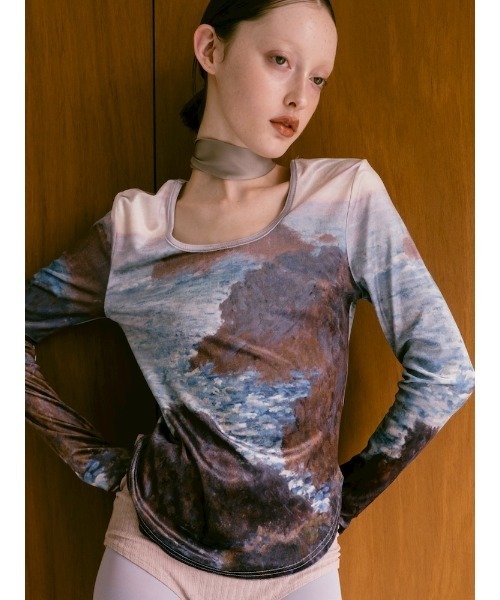 Velour Art Print Top/ベロアアートプリントトップ（Tシャツ