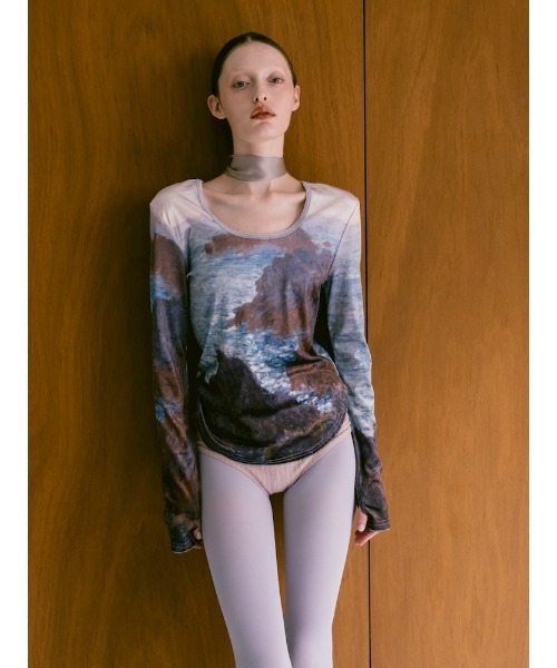 Velour Art Print Top/ベロアアートプリントトップ（Tシャツ