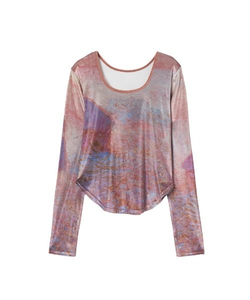 セール】Velour Art Print Top/ベロアアートプリントトップ（Tシャツ