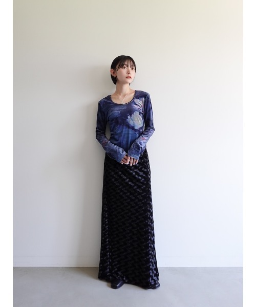 セール】Velour Art Print Top/ベロアアートプリントトップ（Tシャツ