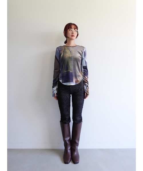 セール】Velour Art Print Top/ベロアアートプリントトップ（Tシャツ