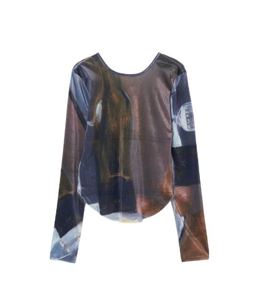 セール】Velour Art Print Top/ベロアアートプリントトップ（Tシャツ