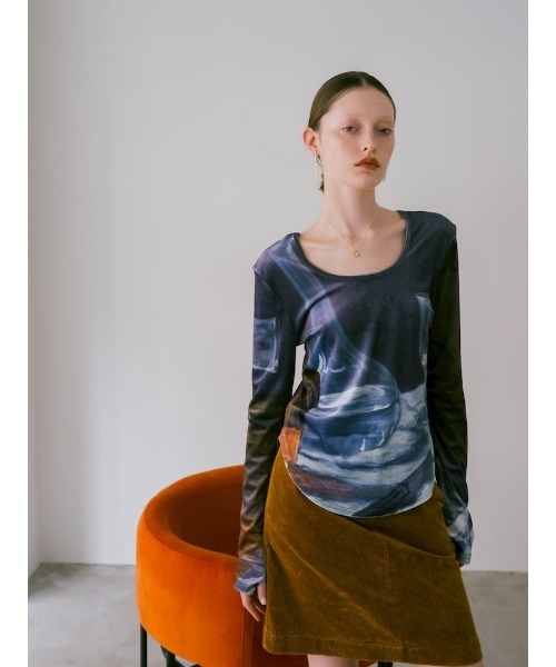 Velour Art Print Top/ベロアアートプリントトップ（Tシャツ
