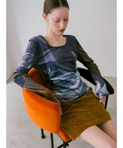 セール】Velour Art Print Top/ベロアアートプリントトップ（Tシャツ
