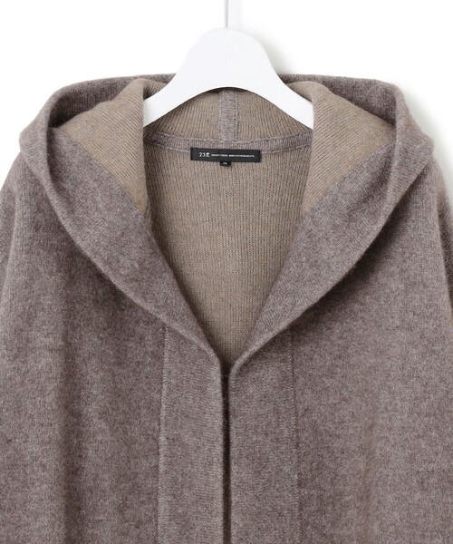 23区（ニジュウサンク）の「【洗える】ラクーンブレンドダブルフェイス フーディー ニットカーディガン（カーディガン/ボレロ・レディース・アイボリー系/グレー系/ブラウン系・38）」の13枚目の写真