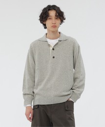 マーガレットハウエル 日本製 ウール モックネック畦編み ニット シルバーグレー マーガレットハウエル 日本製 ウール モックネック畦編み ニット