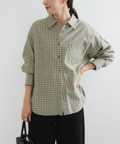 URBAN RESEARCH（アーバンリサーチ）の「ネルチェックコットンシャツ（シャツ/ブラウス・レディース・ブラウン/グリーン系その他・FREE）」の3枚目の写真