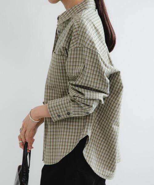URBAN RESEARCH（アーバンリサーチ）の「ネルチェックコットンシャツ（シャツ/ブラウス・レディース・ブラウン/グリーン系その他・FREE）」の4枚目の写真