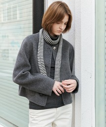 OLD TIMES（オールドタイムズ）の「【tageechita】クラシック ダブルフェースウール ショートコート（ノーカラーコート）」