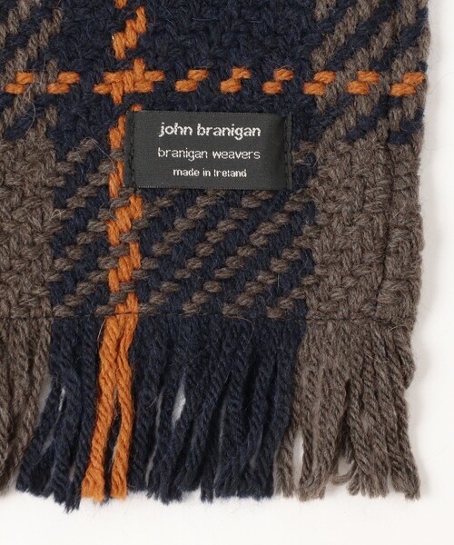John branigan（ジョンブラニガン）の「john branigan / チェック マフラー（ユニセックス）（マフラー・メンズ・ブラウン/ネイビー・ONE SIZE）」の5枚目の写真